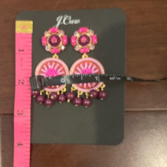 nwt J. Crew Pink and Purple beaded Statement Earrings - Picture 3 of 3